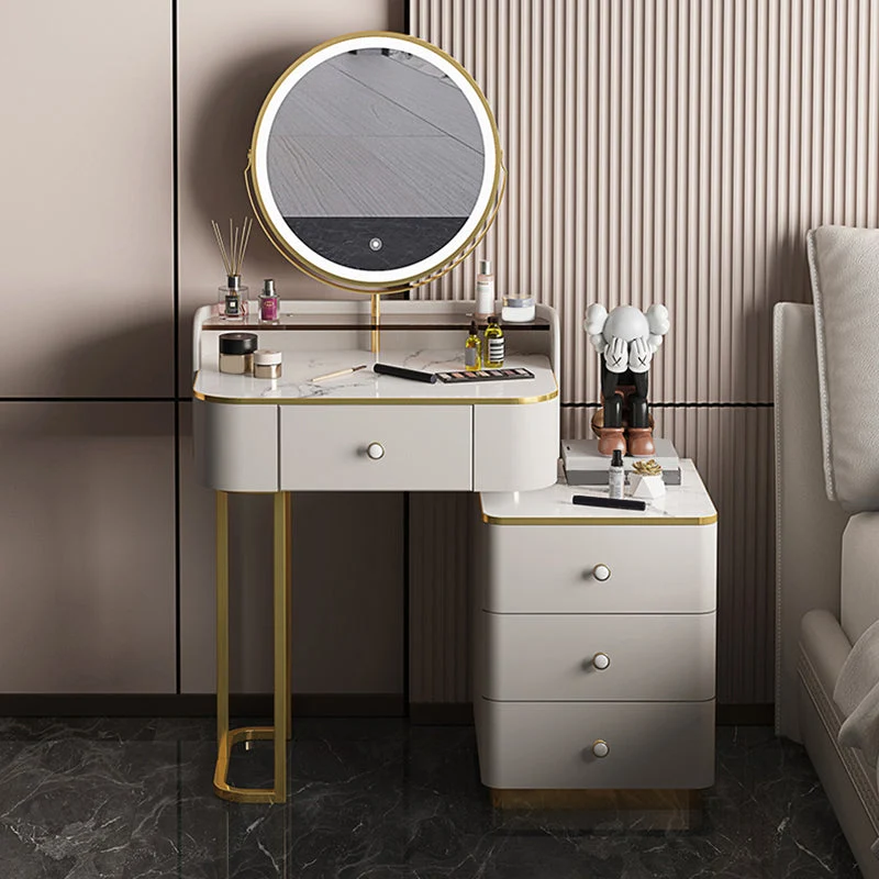 Glam Wooden With Drawer Bedroom Lighted Mirror Make-up Vanity