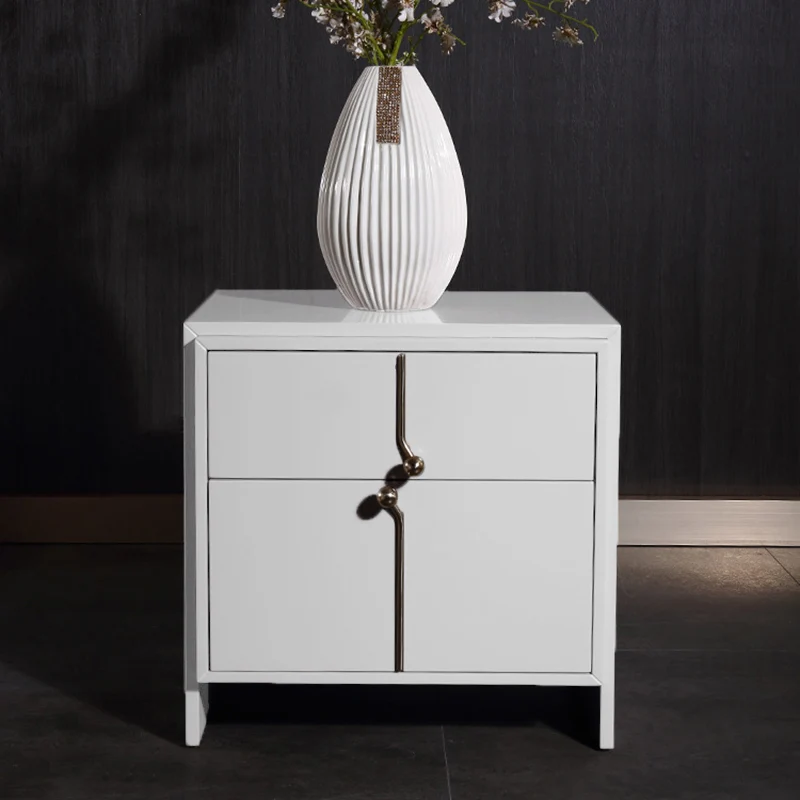 Eco-Friendly Scandinavian Bedside Table - Pure Minimalist Lines & Baking Paint Craft Nightstand 2-Drawer For Bedroom