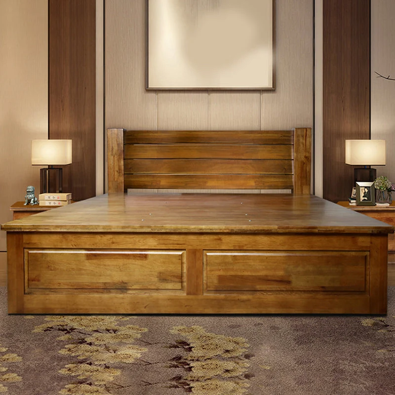 Traditional Solid Wood Standard Rectangular Open-Frame Headboard Bed