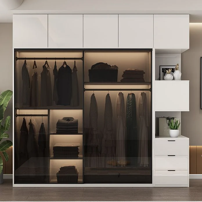 White Glass Wardrobe Rod Included Wardrobe Wardrobe Closet without Light