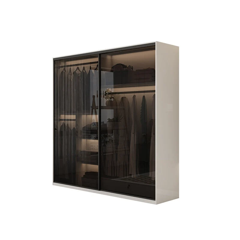 White Glass Wardrobe Rod Included Wardrobe Wardrobe Closet without Light