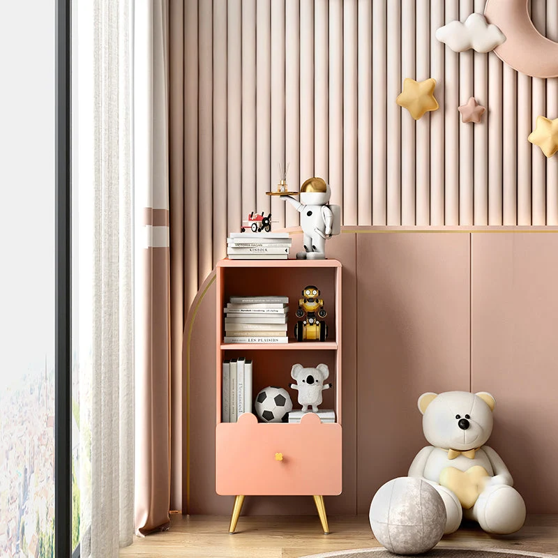 Glam Closed Back Book Shelf Engineered Wood Bookcase with Drawer