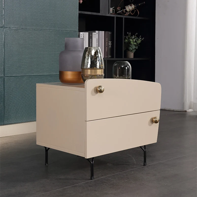 Nordic Irregular-Shaped Nightstand - Baking Paint & Practical Fresh Storage Bedside Table 2-Drawer For Bedroom