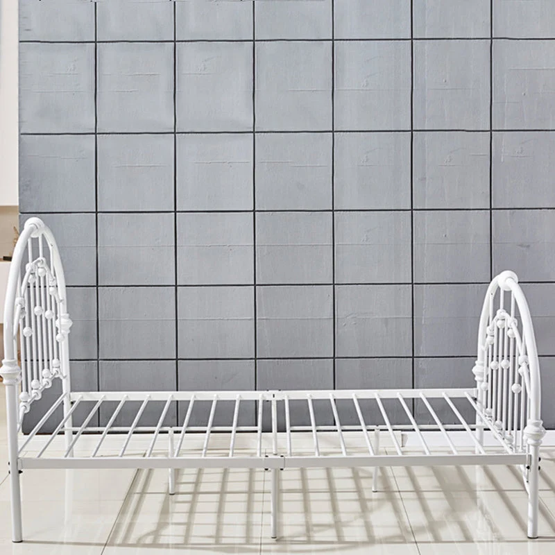 Standard Iron Frame Bed with Arched Headboard and Metal Legs