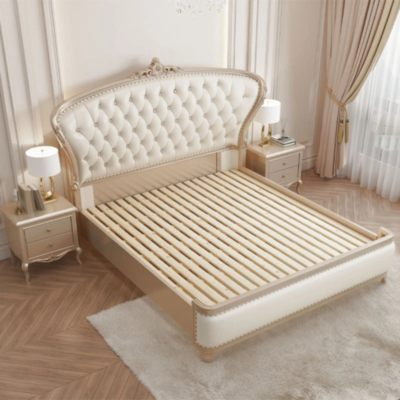 Victorian Foam Standard Bed Pine Wood Storage Bed Frame for Home