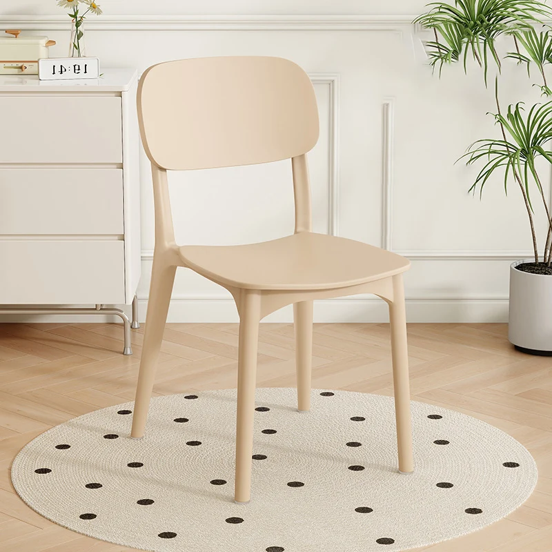 Modern Minimalist Plastic Square Oval Dining Chair With Backrest For Dining Room
