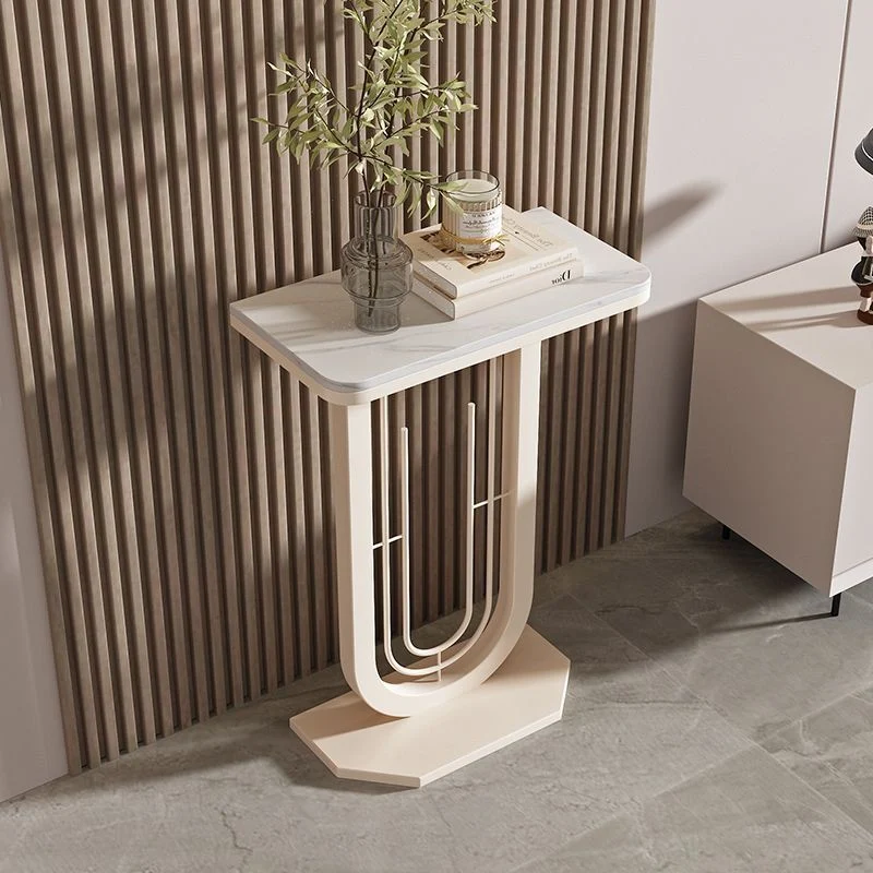 Modern Minimalist Rectangular Sintered Stone Iron Console Table 1-Tier For Entryways