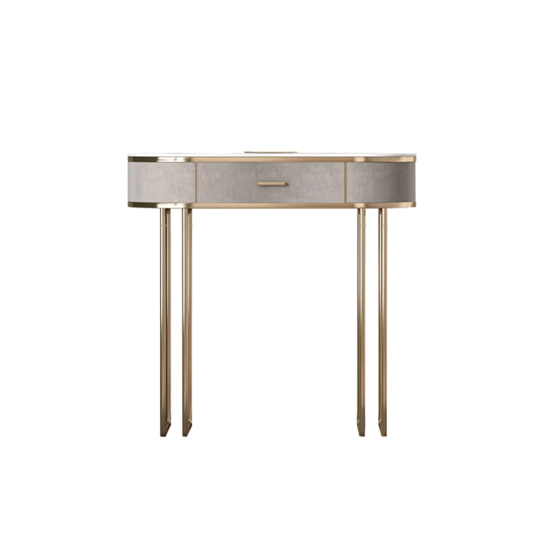 Glam Wood Vanity Dressing Table Gray Vanity Makeup Table Set with Drawer