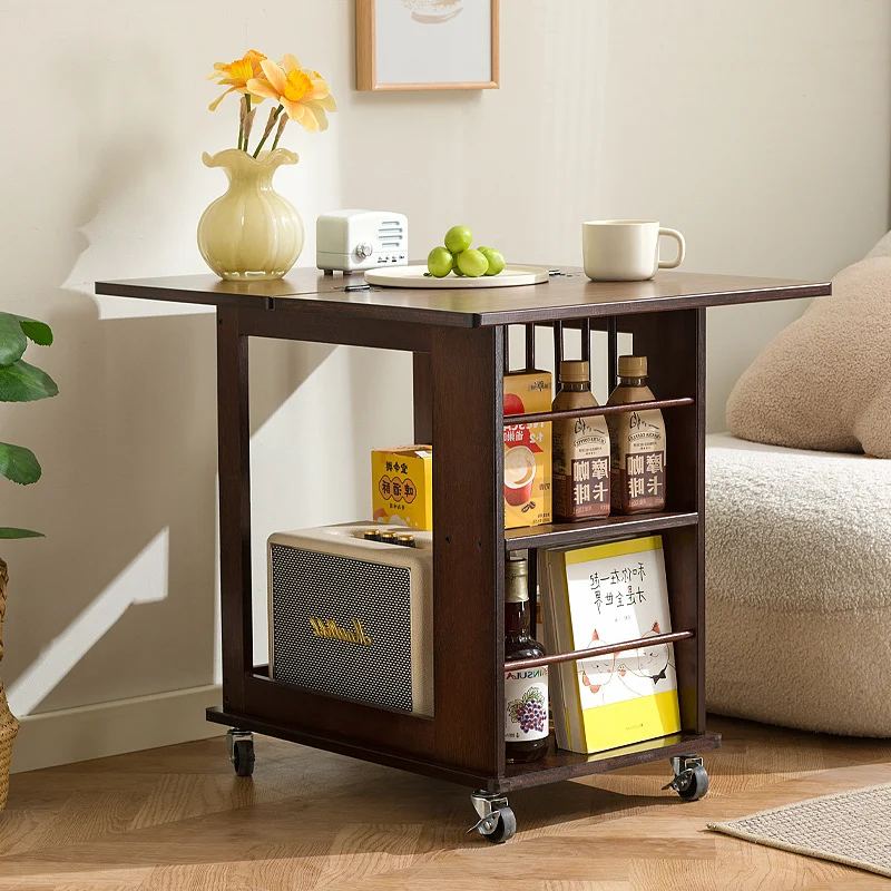 Modern Minimalist Rectangular Bamboo Side Table 2-Tier Movable For Living Room