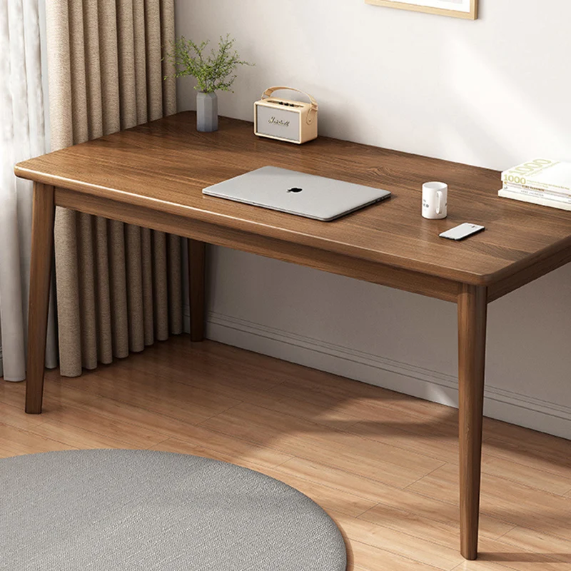 Modern Minimalist Rectangular Medium Density Fiberboard Solid Wood Desk 1-Tier For Home Office