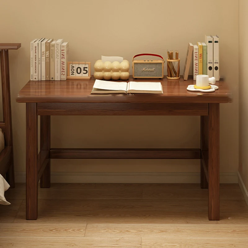 Modern Minimalist Rectangular Pine Wood Desk 1-Tier For Home Office