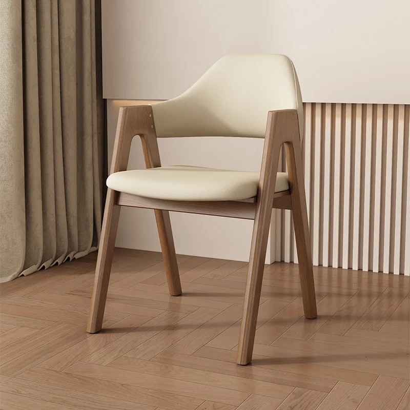 Contemporary Scandinavian V-Shape Rubberwood Microfiber Leather Sponge Dining Chair Backrest Armrest For Dining Room