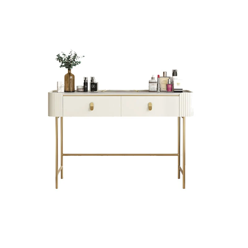 Glame Makeup Counter with Slate Top, Beige Vanity Dressing Table