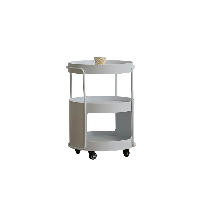 Modern Minimalist Iron Movable Round Side Table With 3 Tiers For Living Room