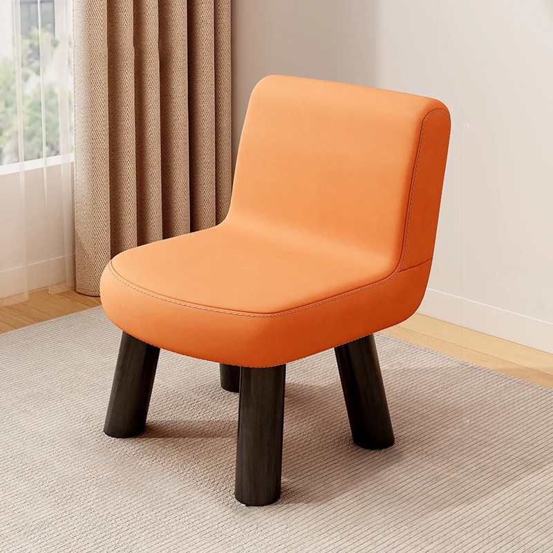 Contemporary Scandinavian Square High-Quality Faux Leather Pine Wood Backrest Kids Low Stool For Living Room