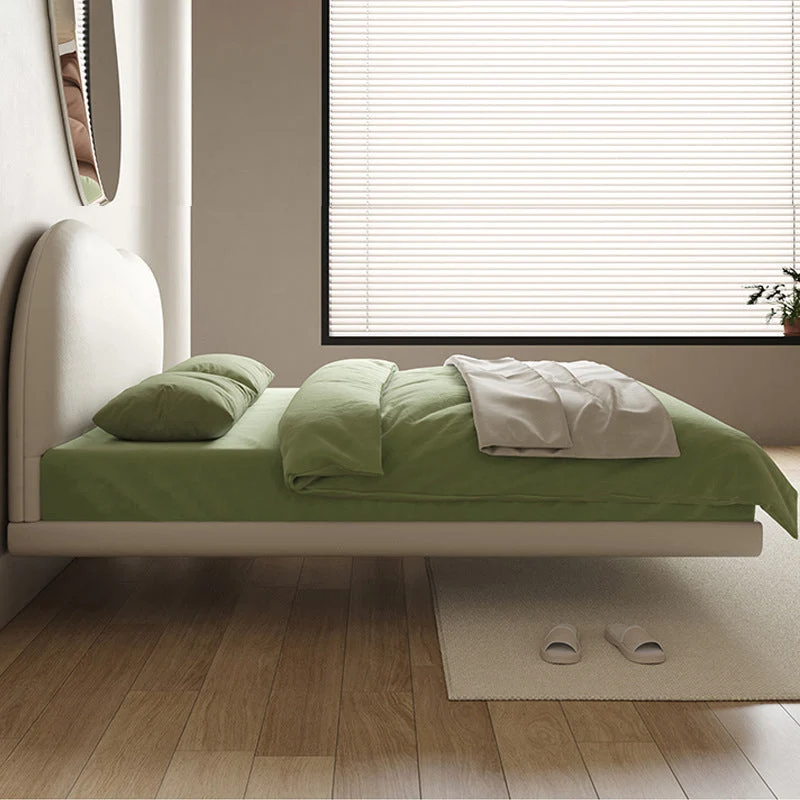 Genuine Leather Standard Bed Bed Frame Upholstered Headboard