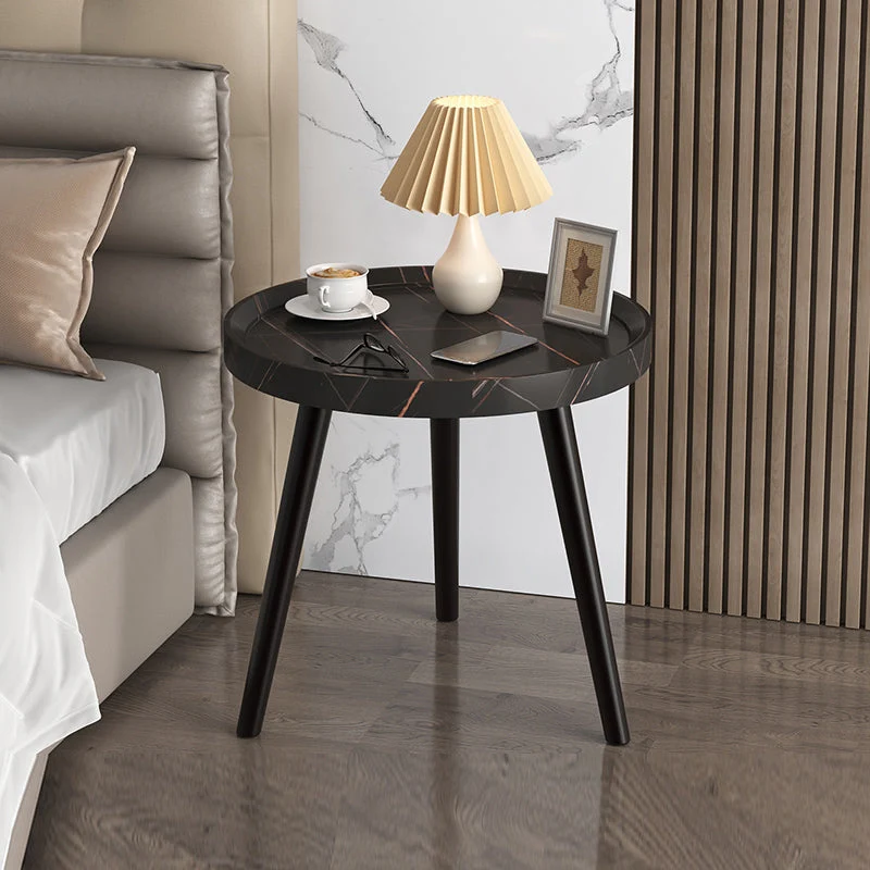 19'' Tall Modern Night Table Plates Round Open Storage Bed Nightstand with Legs