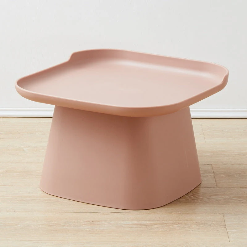 Plastics Modern Nightstand Non-Storage Round Accent Table Nightstand in Grey/Pink/Yellow