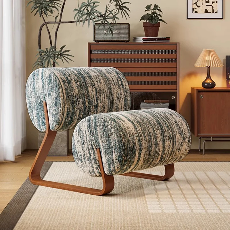 Contemporary Nordic Cylindrical Velvet Carbon Steel Accent Chair Backrest Armless For Living Room