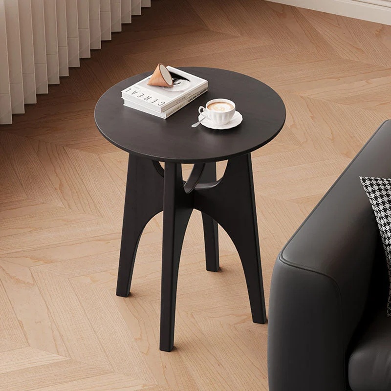 Contemporary Nordic Cylindrical Solid Wood Plywood Side Table 1-Tier For Living Room