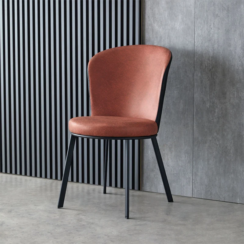 Modern Minimalist Round Seat Cushion Synthetic Fabric Carbon Steel Sponge Dining Chair Backrest For Dining Room