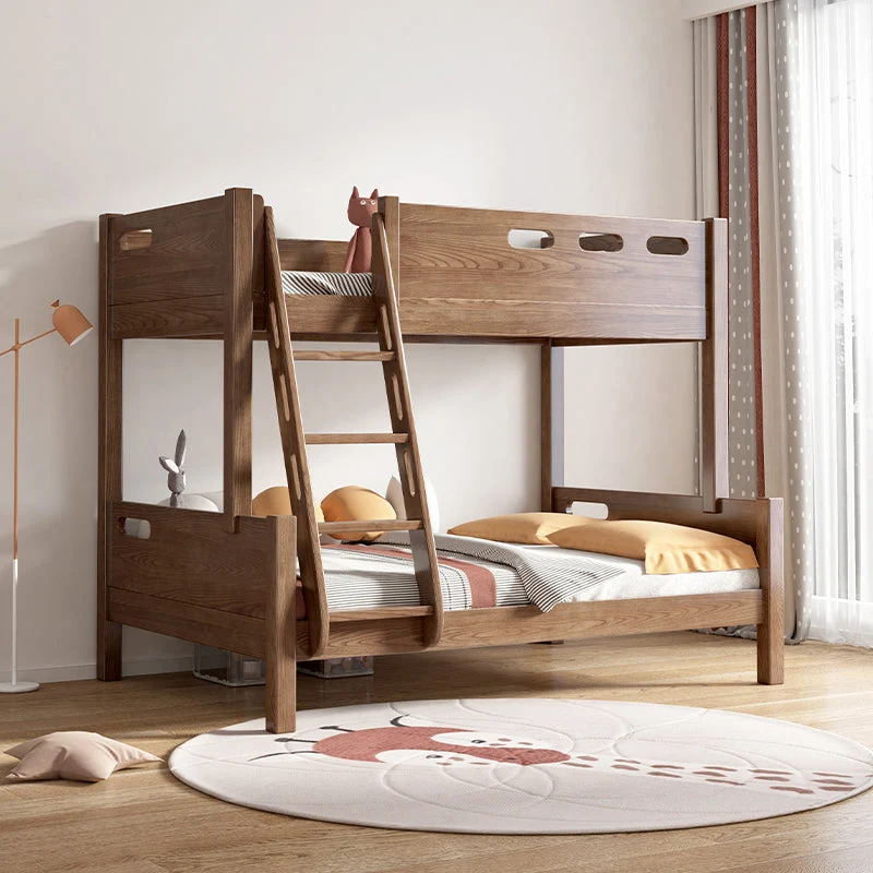 Modern Solid Wood Bunk Bed Mattress Included Bed with Custom Legs