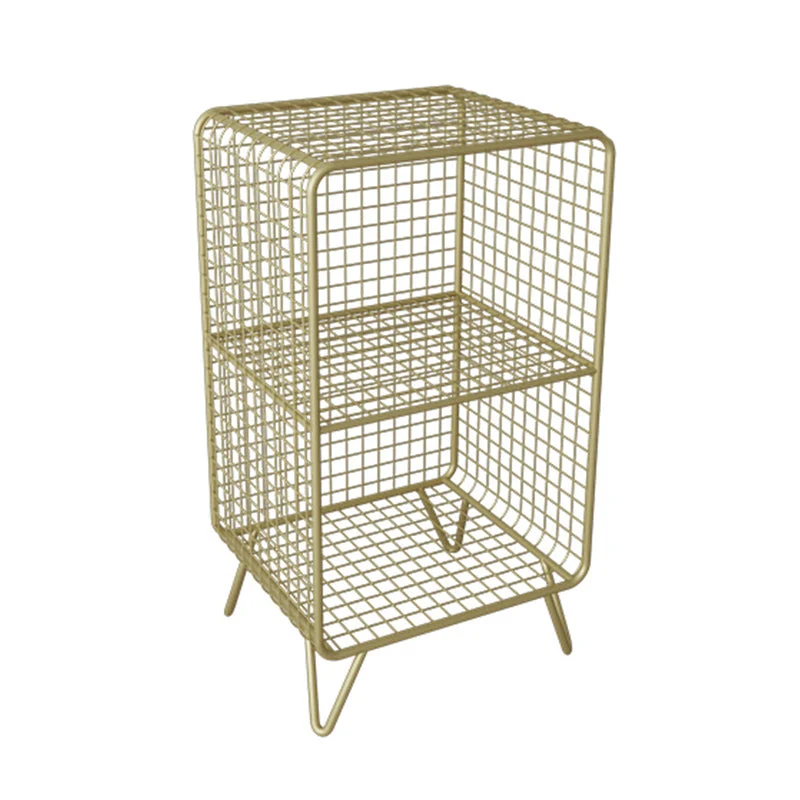 Metal Glam Accent Table Nightstand Open Storage Shelf Included Bed Nightstand with Legs