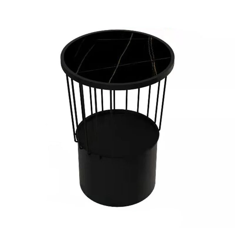 Open Storage Night Table Modern Metal Stone Top 22'' Tall Bed Nightstand