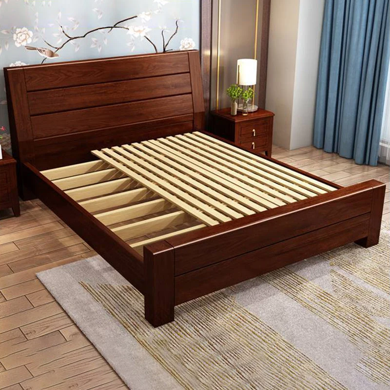 84.65 inch Wide Traditional Panel Bed Walnut Bed with Headboard