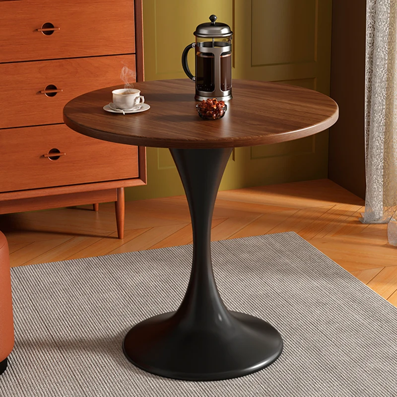 Modern Minimalist Tulip-Shaped Round MDF Carbon Steel Coffee Table Dining Table for Small Space For Living Room