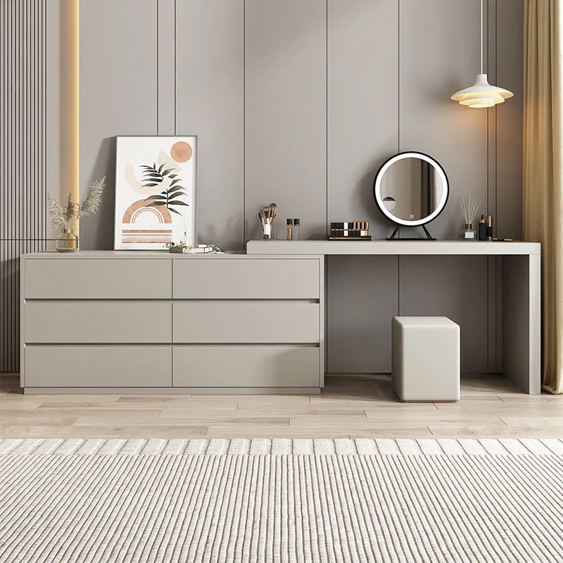 3-Piece Wood Standing Modern Vanity Dressing Table Set with Drawers