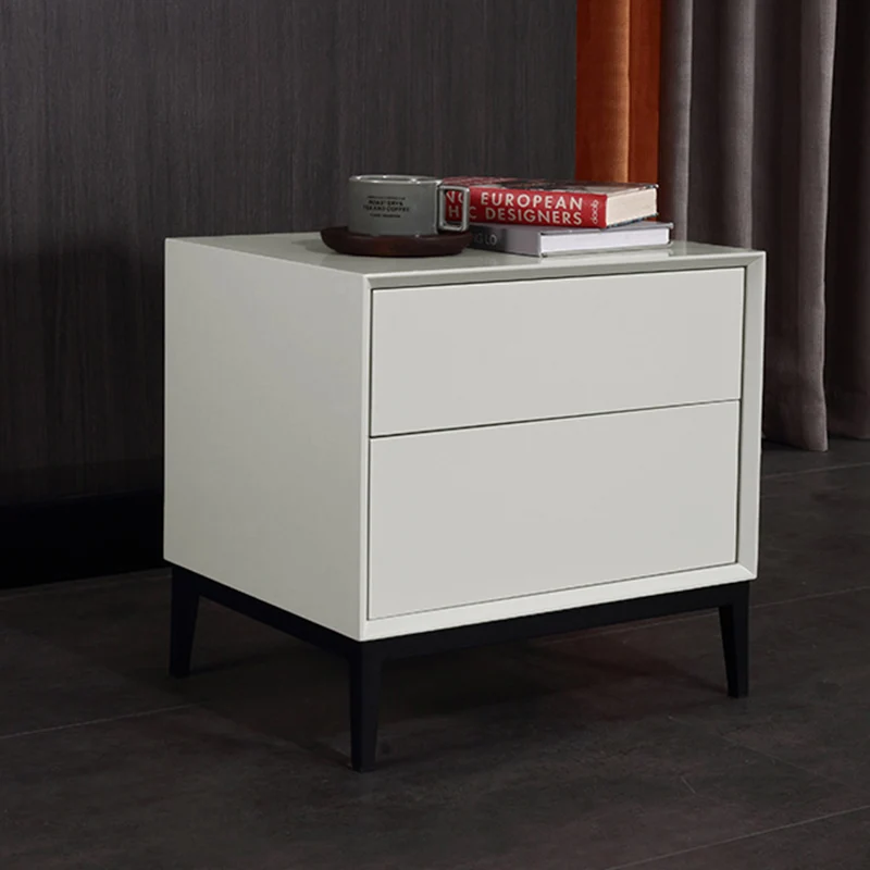 Industrial Style Nightstand - Heavy-Duty Carbon Steel Bedside Table 2-Drawer For Bedroom & Living Room