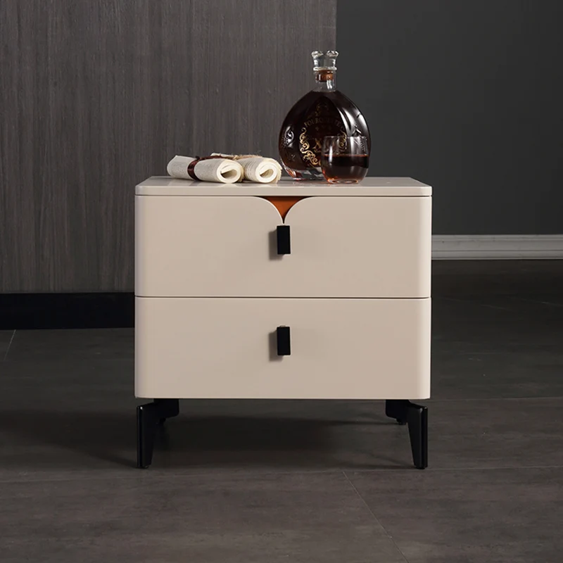 Eco-Friendly E1 Grade MDF Nightstand - Modern Minimalist Style Rectangular Bedside Table 2-Drawer For Bedroom