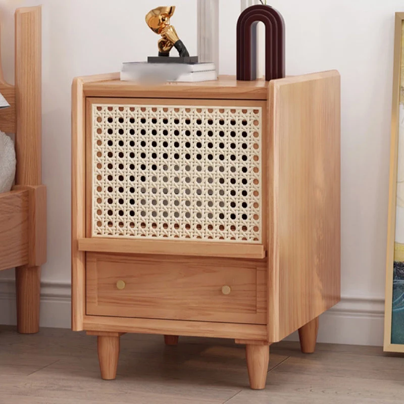 Modern Solid Wood Night Table 20'' Tall Drawer Storage Bed Nightstand with Legs