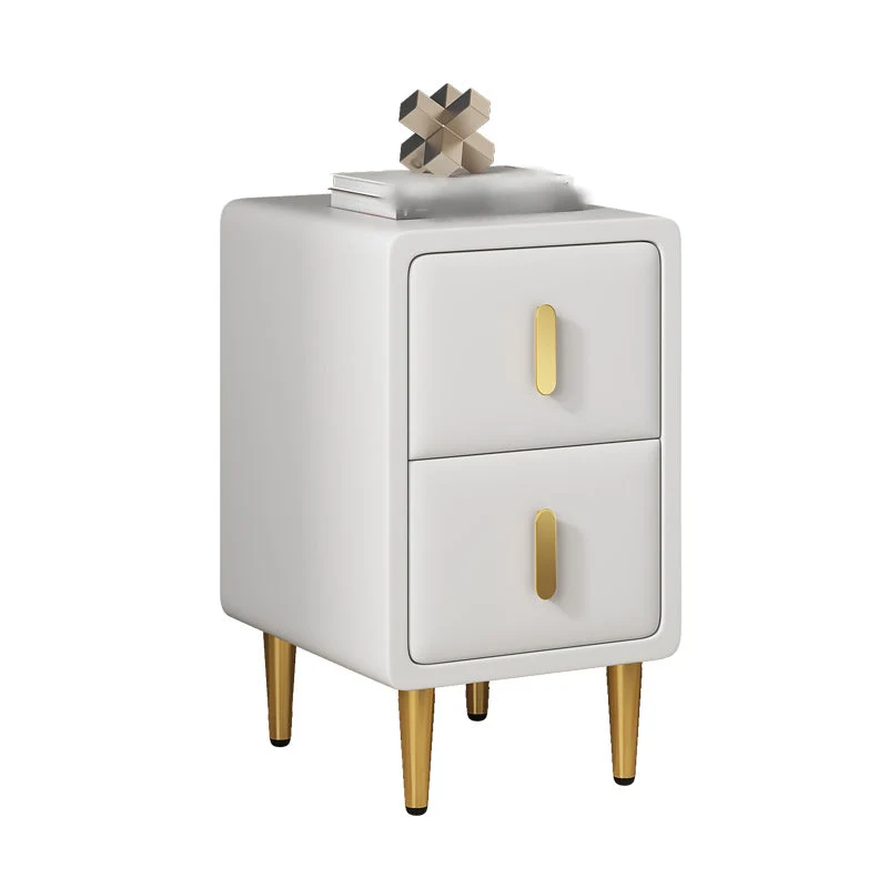 Modern 20'' Tall Bed Nightstand 2-Drawer Storage Faux Leather Legs Included Nightstand
