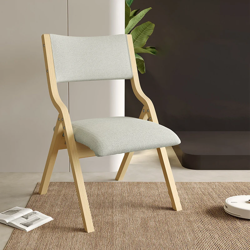Contemporary Scandinavian Square Birch Wood Fabric Foldable Backrest Dining Chair For Dining Room