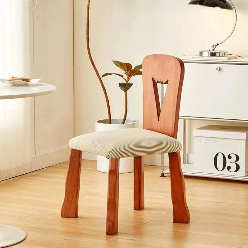 Traditional Vintage Square Fabric Rubberwood Backrest Dining Chair For Dining Room