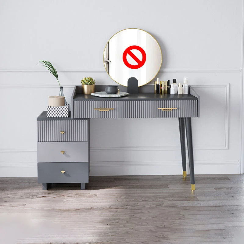 Gray Makeup Table with 5 Storage Drawers 19.68" Wide Vanity Tables