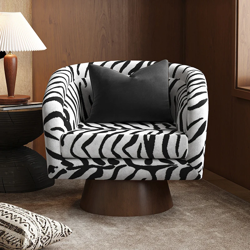 Modern Minimalist Square Faux Velvet Pine Wood 360° Rotation Backrest Armrest Accent Chair For Living Room