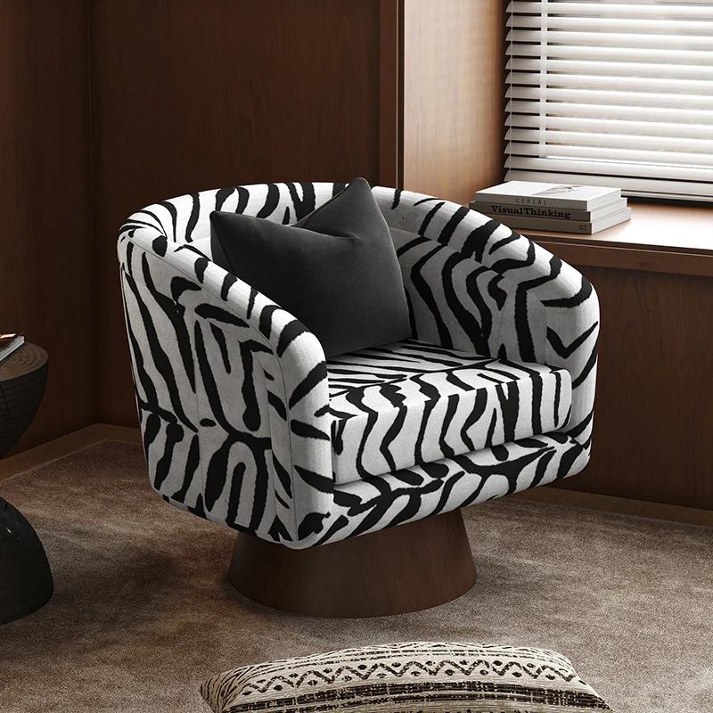 Modern Minimalist Square Faux Velvet Pine Wood 360° Rotation Backrest Armrest Accent Chair For Living Room
