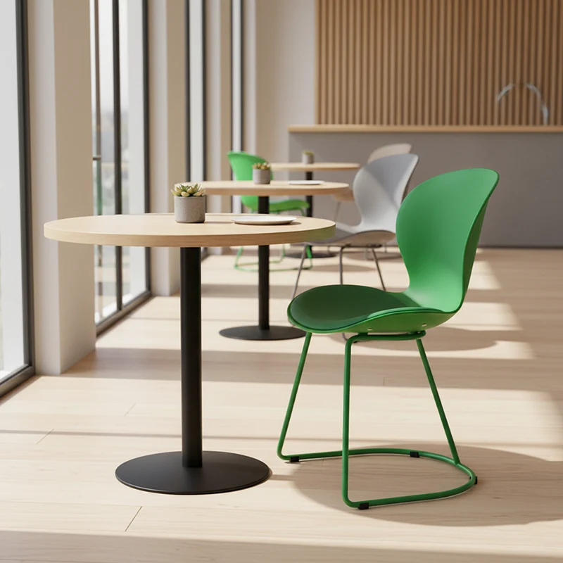 Modern Minimalist Curved Polypropylene Synthetic Leather Iron Sponge Dining Chair Backrest For Dining Room