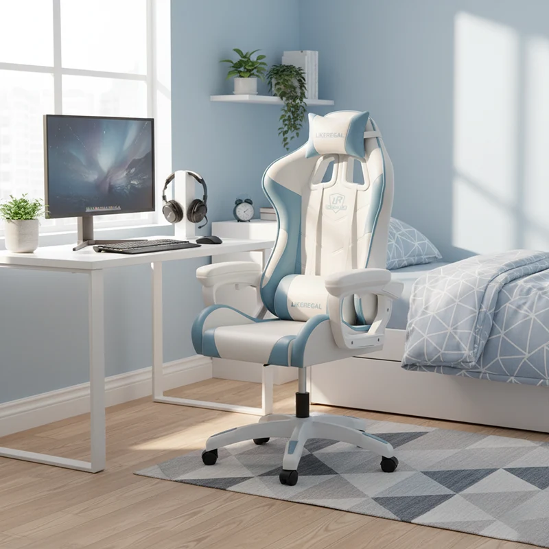 Modern Minimalist Curved Seat Cushion Faux Nappa Leather Sponge Nylon Legs Desk Chair Backrest Armrest For Home Office