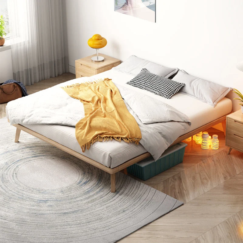 84.65 inch Wide Contemporary Bed Rubberwood Platform Bed Frame