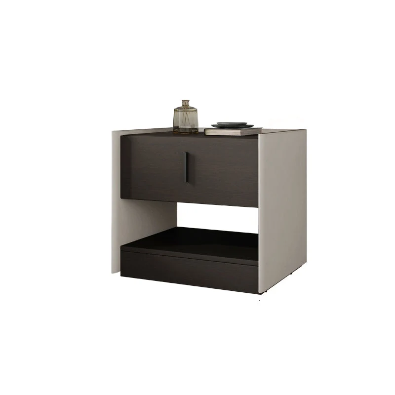 Contemporary Faux Leather 1 - Drawer Nightstand 20" Tall Nightstand