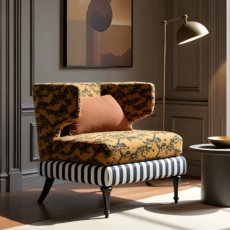 Traditional Vintage Rectangular Velvet Upholstered Solid Wood Accent Chair Backrest Armrest For Living Room