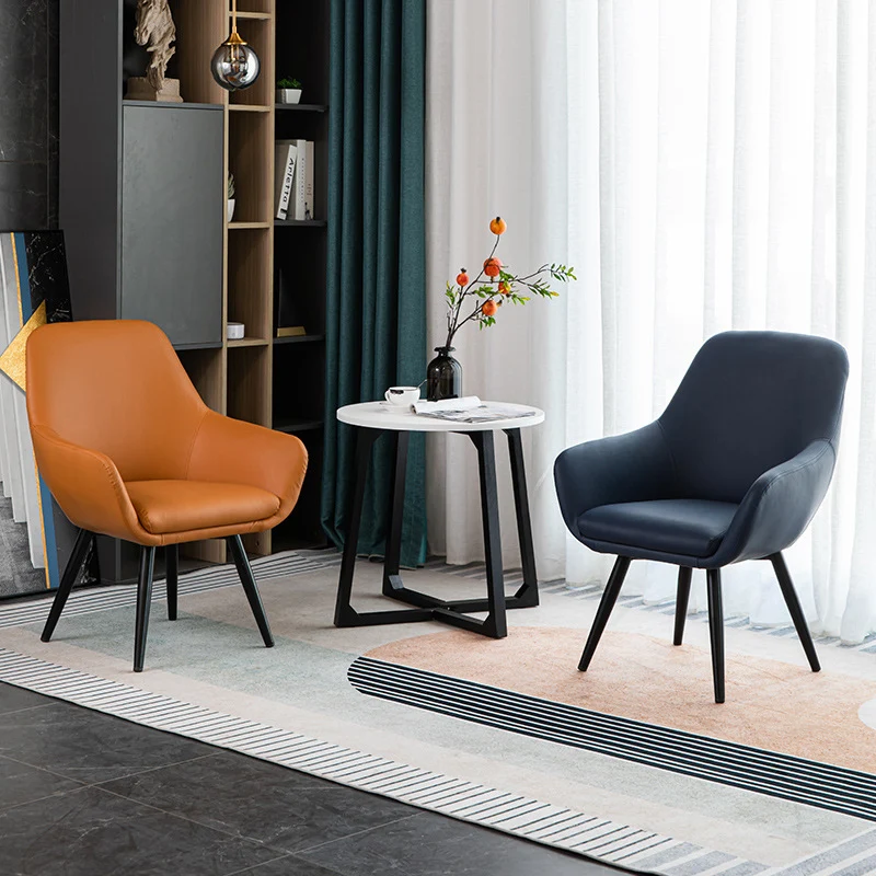 Modern Minimalist Wrap-Style Plywood Iron Velvet PU Leather Dining Chair With Backrest For Dining Room
