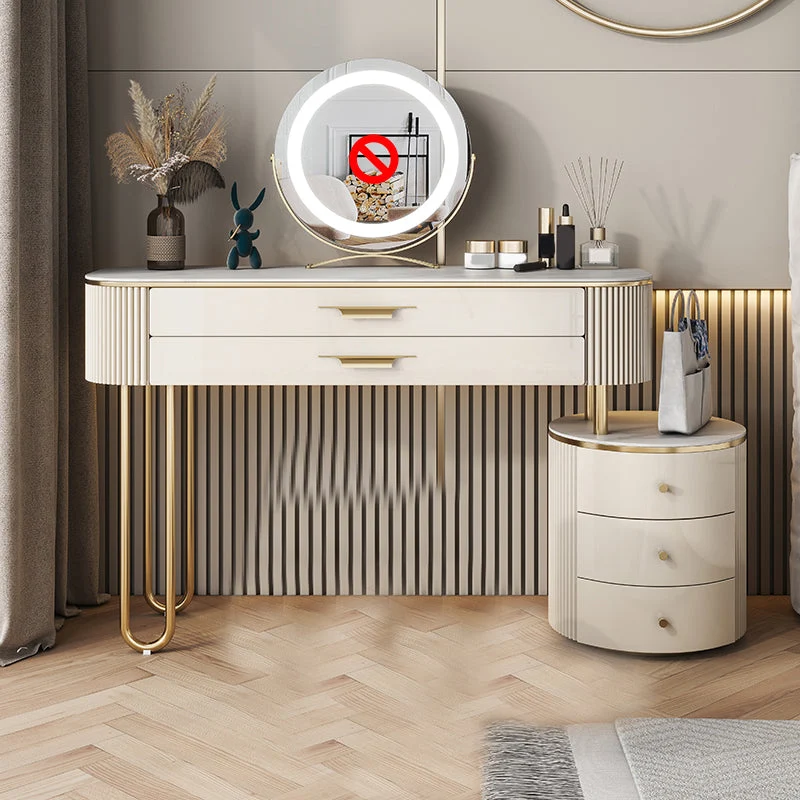 Bedroom Make-up Vanity with 5 Storage Drawers, Glossy Finish