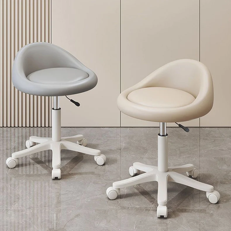 Modern Minimalist Curved Microfiber Leather Plastic Vanity Stool Rotatable Backless Armless For Bedroom