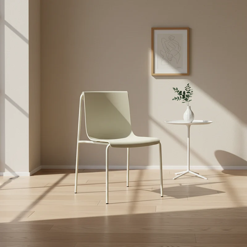 Contemporary Scandinavian Square PP Iron Stackable Backrest Dining Chair For Dining Room