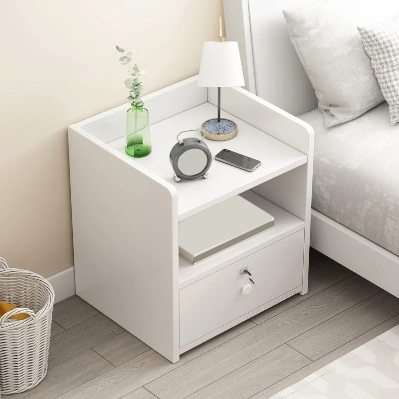 Wooden Nightstand with 12" Wide Night Table with Drawers and Shelf